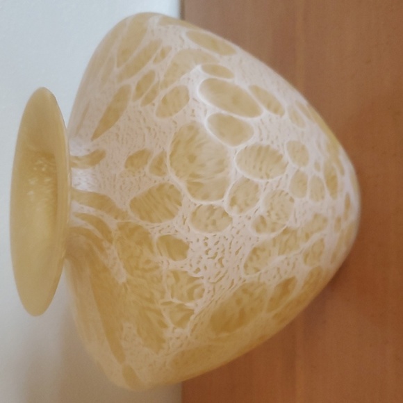 Vintage Maestri Vetrai Yellow Speckled Art Glass Large Vase - Picture 4 of 8